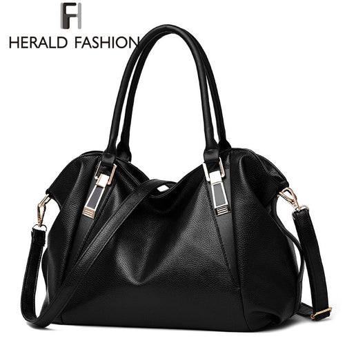 Herald Fashion Designer Women Handbag Female PU Leather Bags Handbags Ladies Portable Shoulder Bag Office Ladies Hobos Bag Totes