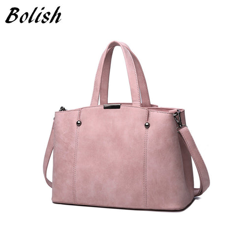 Hot Sale Nubuck Leather Women Top-Handle Bags Candy Color Women Shoulder Bag Rivet Women Bags