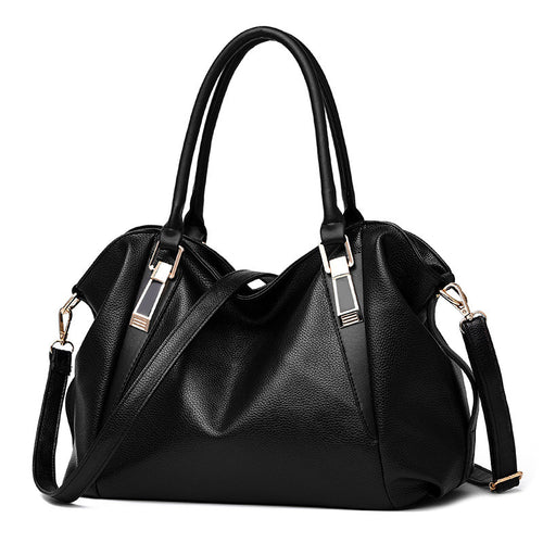 New Woman Bag PU high capacity leisure solid color soft  shoulder Woman Handbag Mobile phone documents